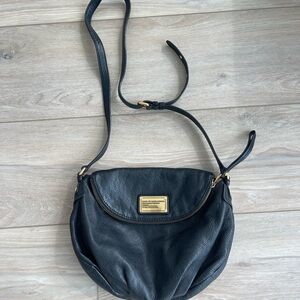 Marc Jacobs Black Leather Crossbody Bag with Gold Hardware
